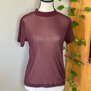 BDG burgundy mesh sheer tee